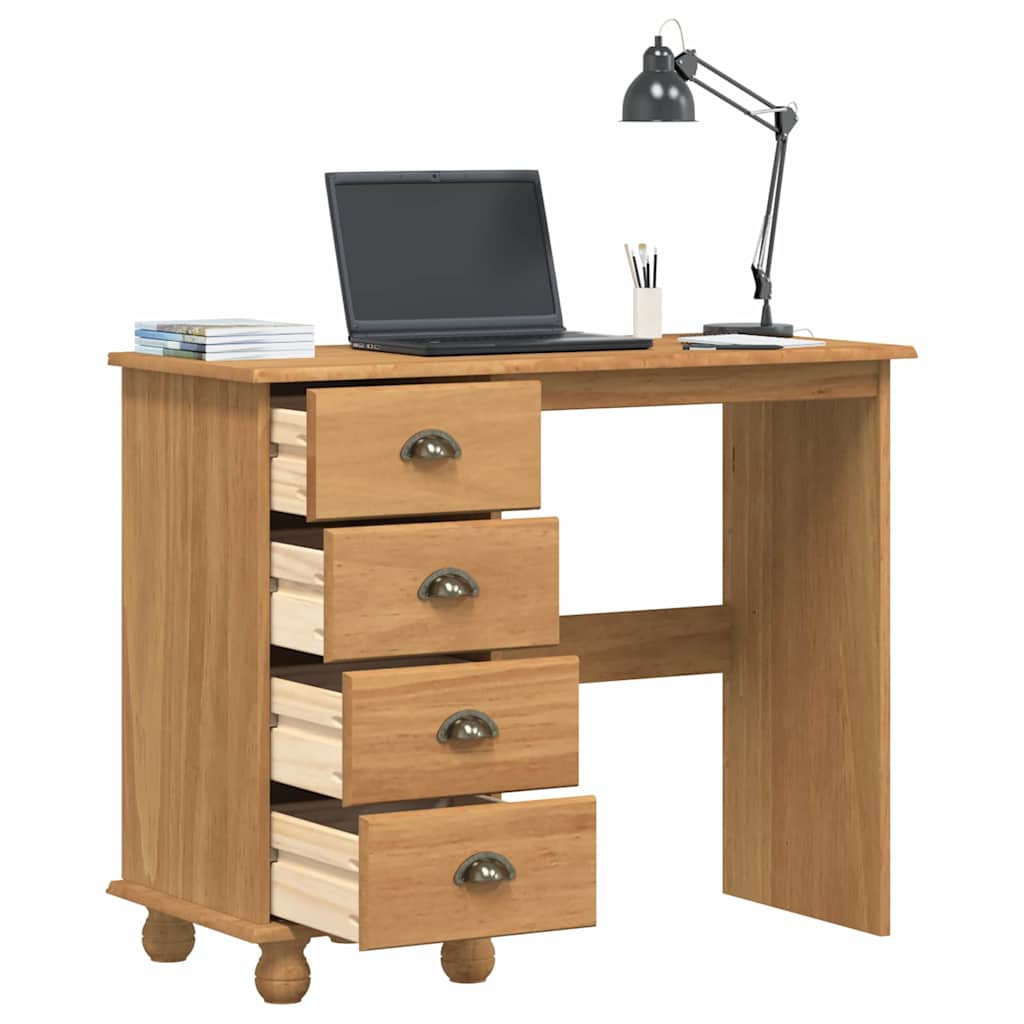 vidaXL Escritorio ASKIM Marrón 95 x 40 x 75 cm Madera maciza de pino - Image 3