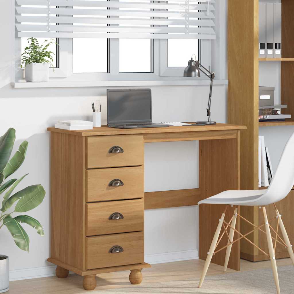 vidaXL Escritorio ASKIM Marrón 95 x 40 x 75 cm Madera maciza de pino - Image 4