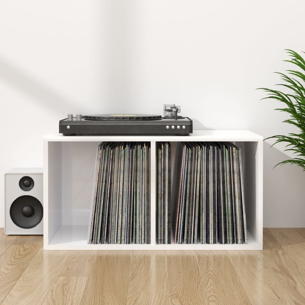 vidaXL Caja para discos vinilo madera contrachapada blanco 71x34x36cm