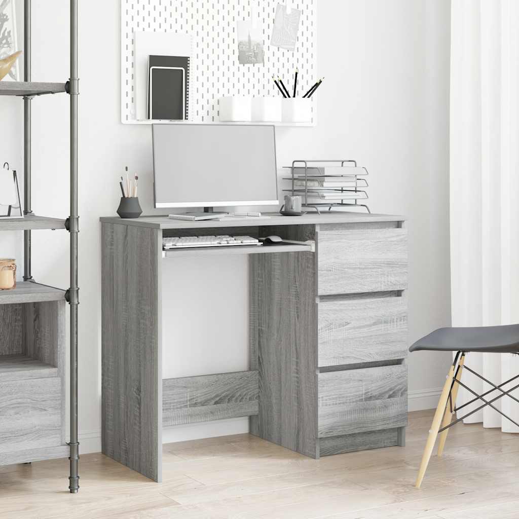 vidaXL Escritorio de madera contrachapada gris Sonoma 90x45x76 cm