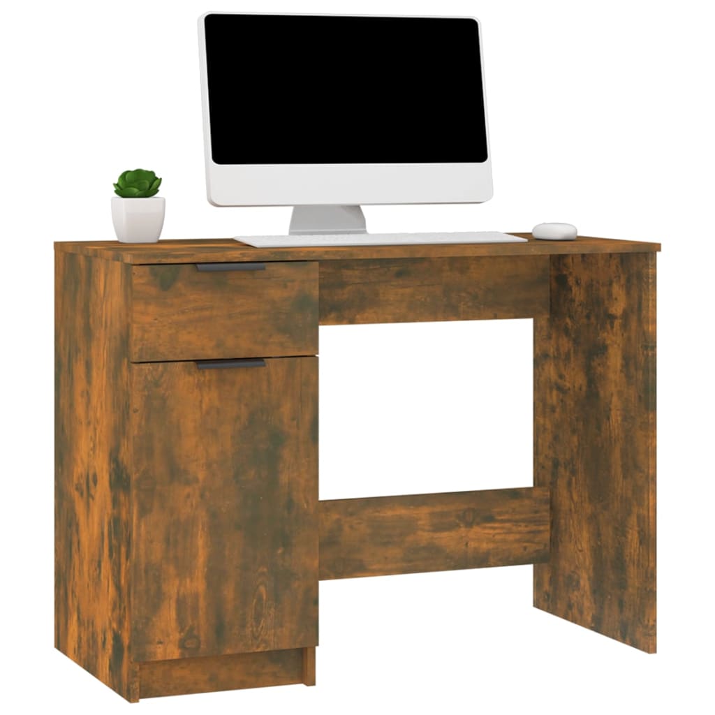 vidaXL Escritorio madera contrachapada roble ahumado 100x50x75 cm - Image 4