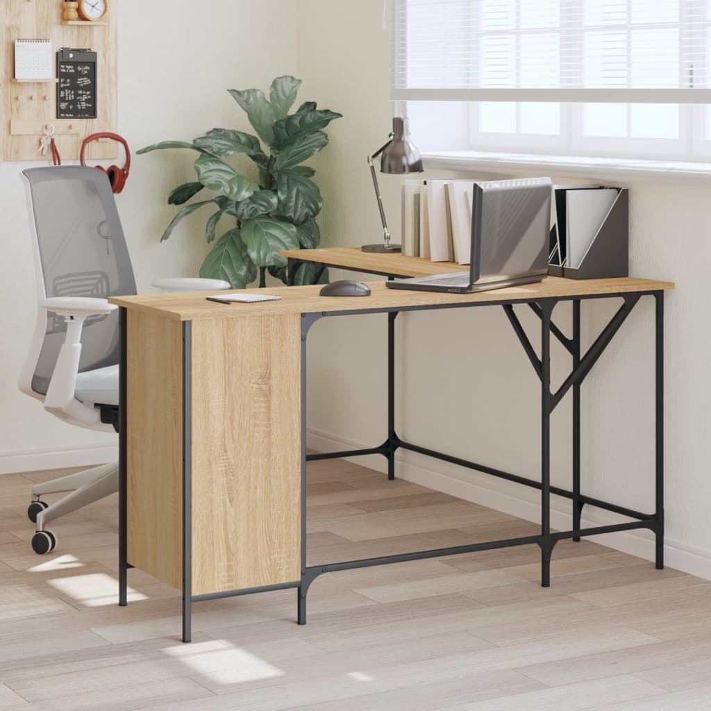 vidaXL Escritorio madera de ingeniería roble Sonoma 141x141x75 cm