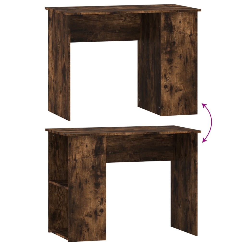 vidaXL Escritorio de madera contrachapada roble ahumado 100x55x75 cm - Image 6