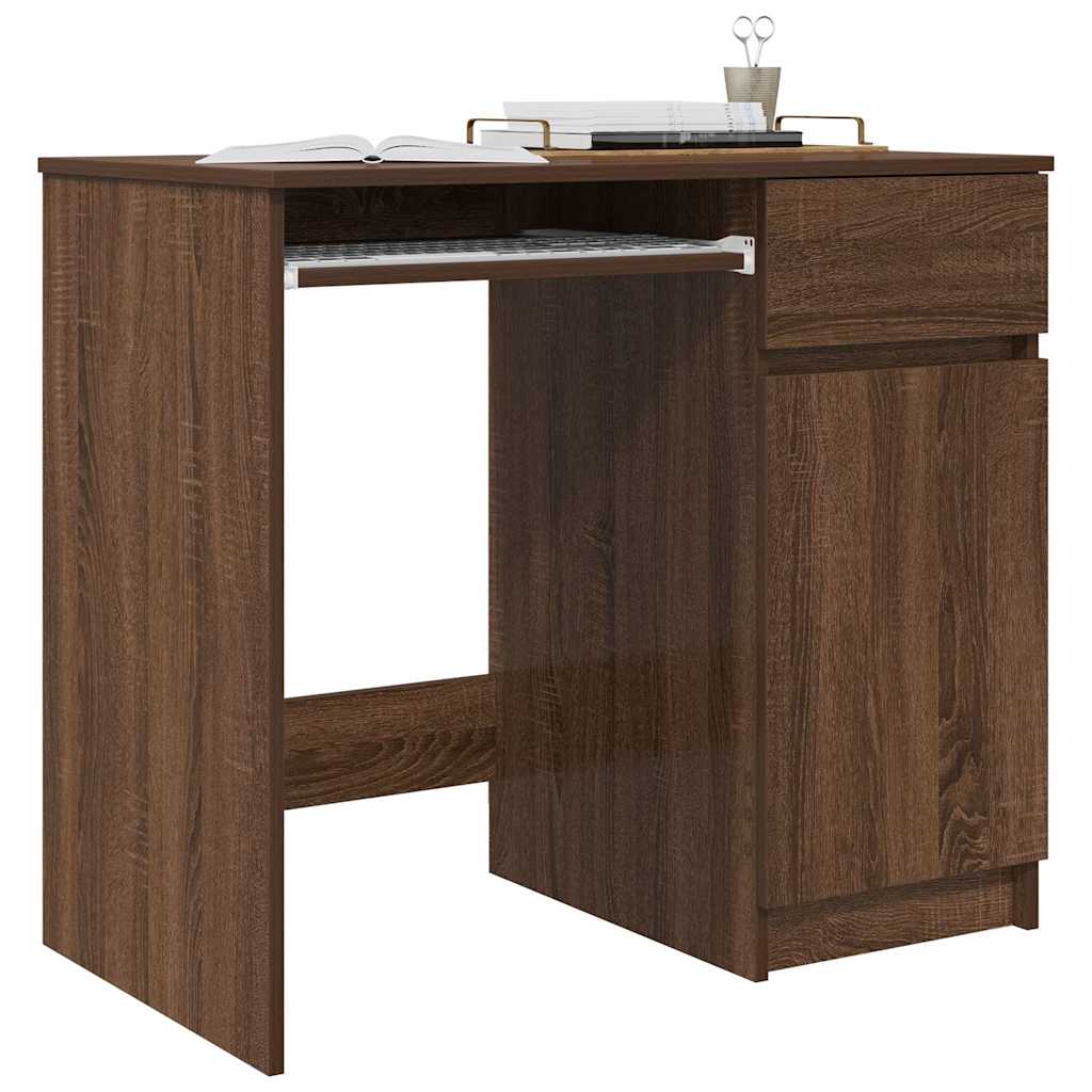 vidaXL Escritorio roble marrón 86x49x76 cm madera de ingeniería - Image 4