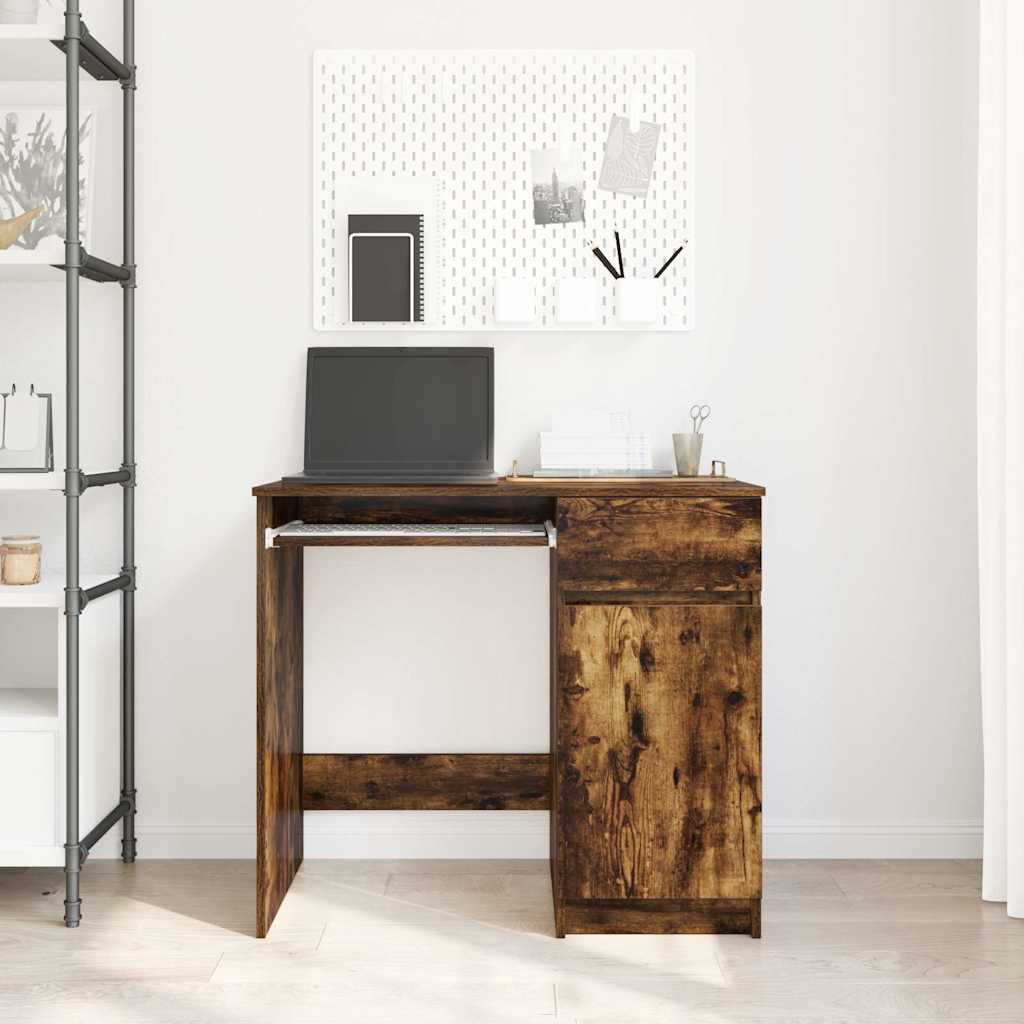 vidaXL Escritorio roble ahumado 86x49x76 cm madera de ingeniería - Image 3
