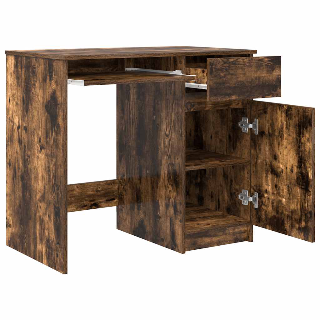 vidaXL Escritorio roble ahumado 86x49x76 cm madera de ingeniería - Image 5