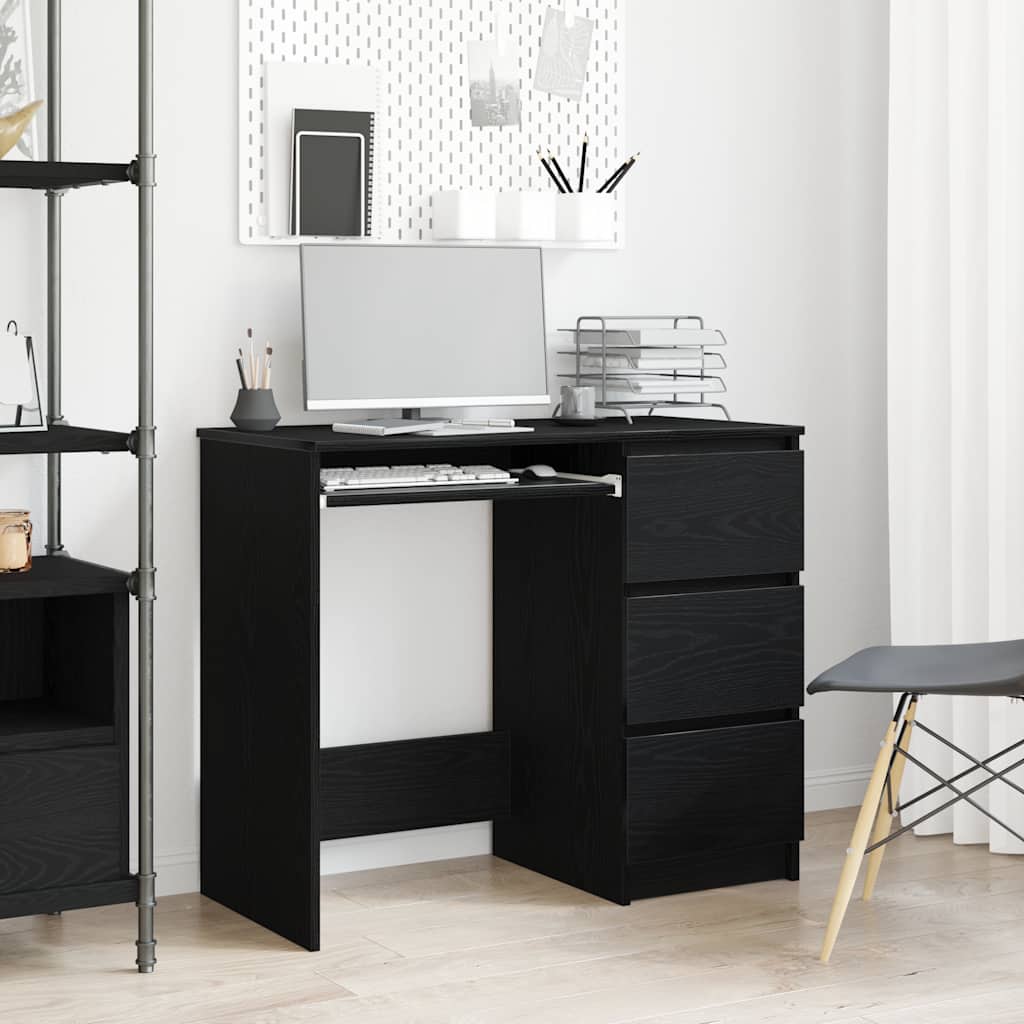 vidaXL Escritorio de madera contrachapada roble negro 90x45x76 cm
