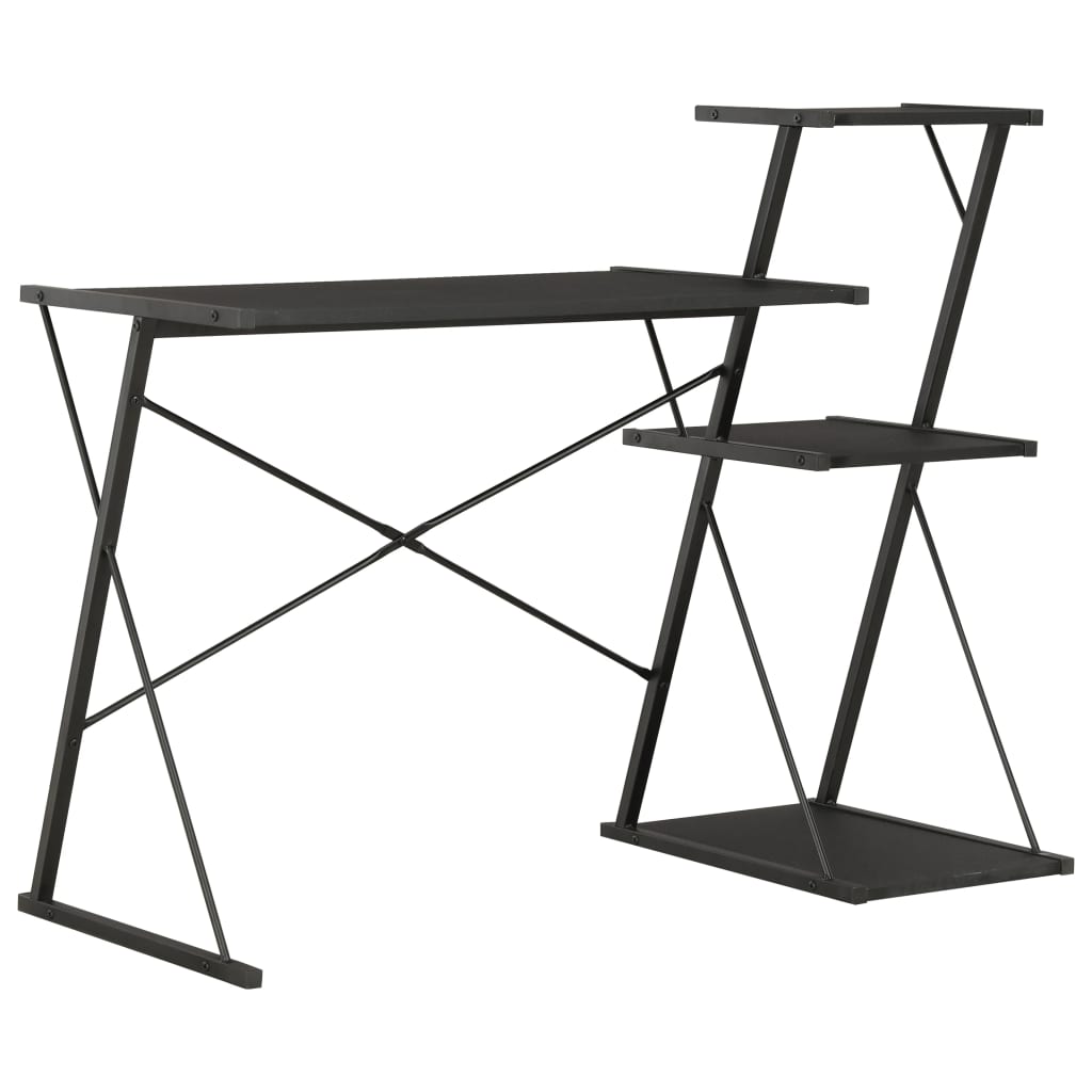 vidaXL Escritorio con estantería negro 116x50x93 cm