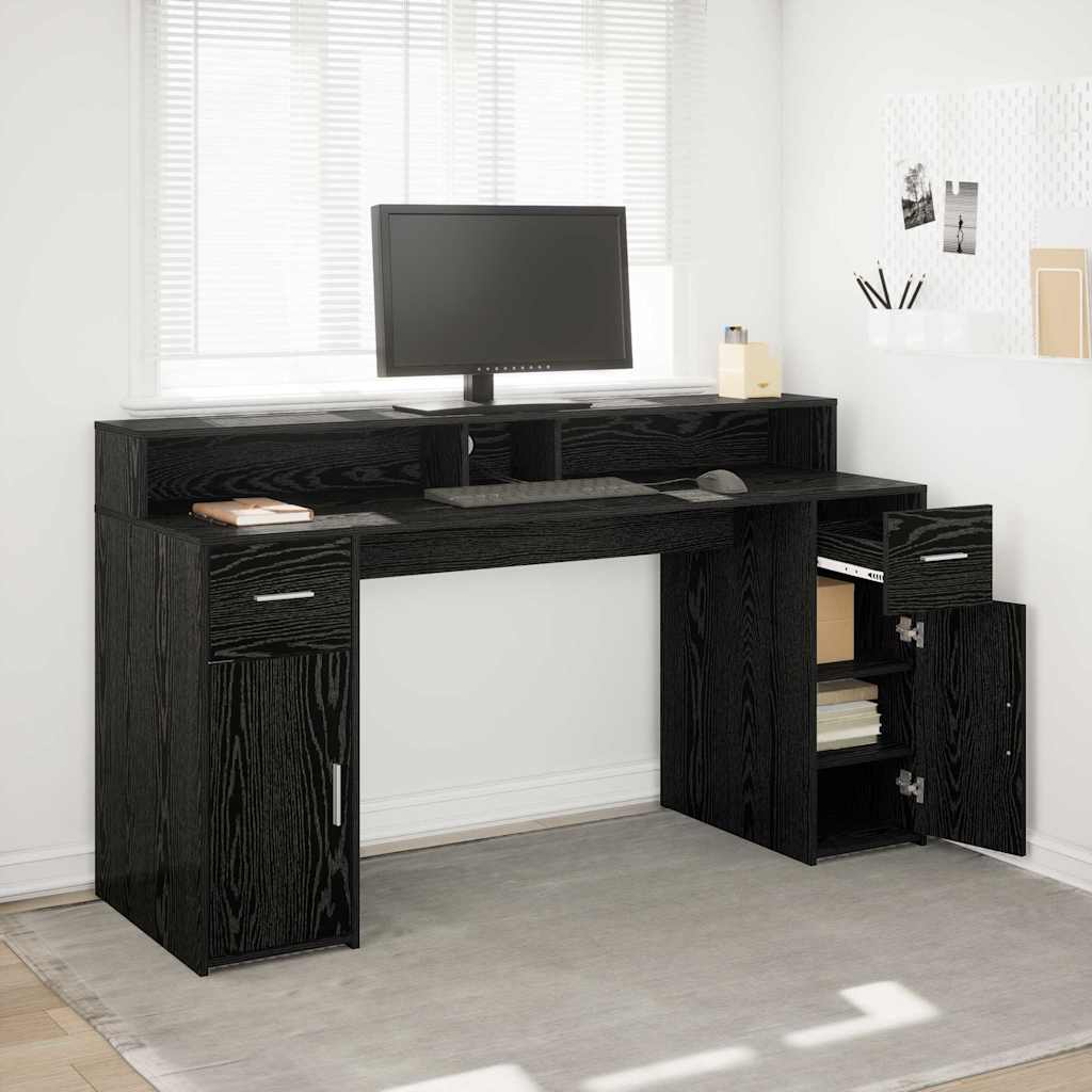 vidaXL Escritorio Roble negro 160 x 55 x 91 cm Madera contrachapada
