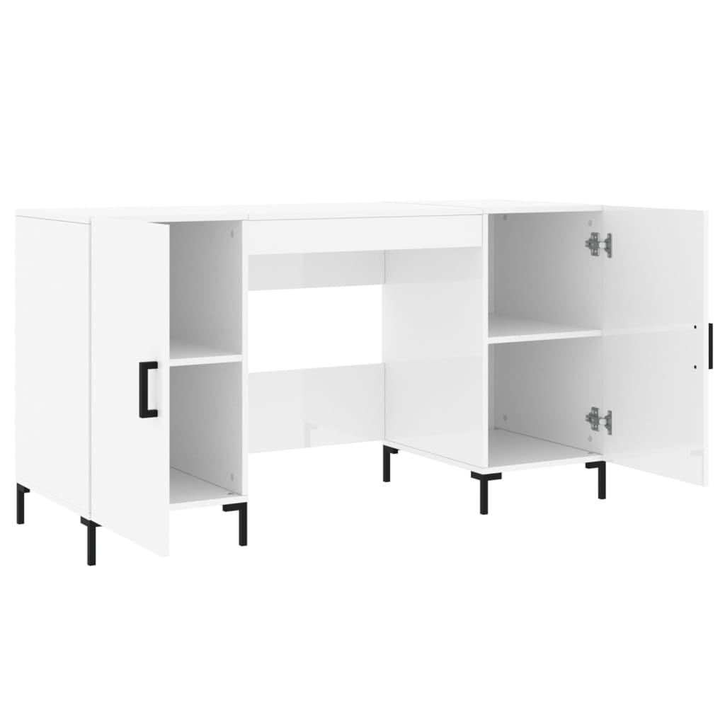 vidaXL Escritorio madera contrachapada blanco brillante 140x50x75 cm - Image 5