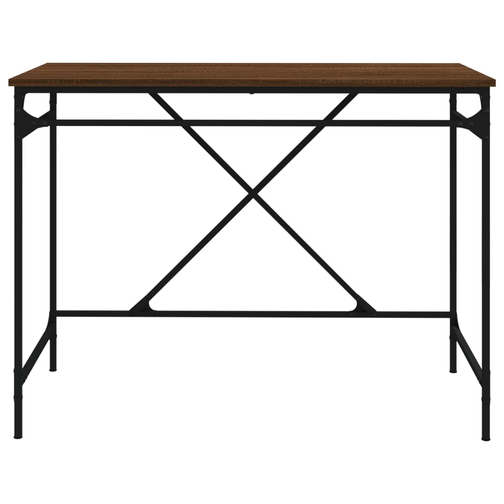 vidaXL Escritorio hierro madera contrachapada marrón roble 100x50x75cm - Image 5