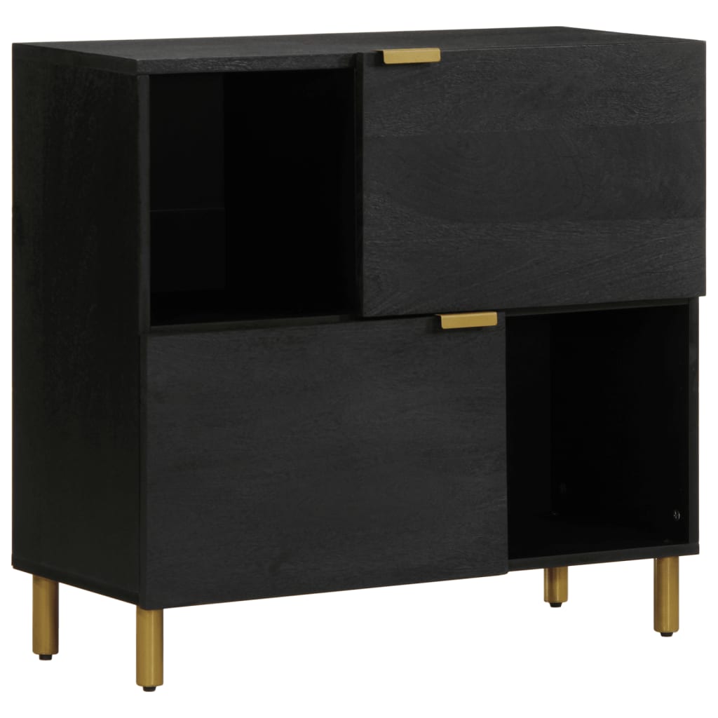 vidaXL Aparador de madera de ingeniería negro 80x33x75 cm