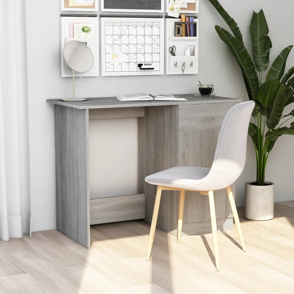 vidaXL Escritorio de madera contrachapada gris Sonoma 100x50x76 cm