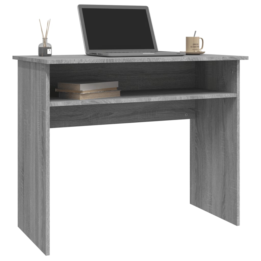 vidaXL Escritorio de madera contrachapada gris Sonoma 90x50x74 cm - Image 3