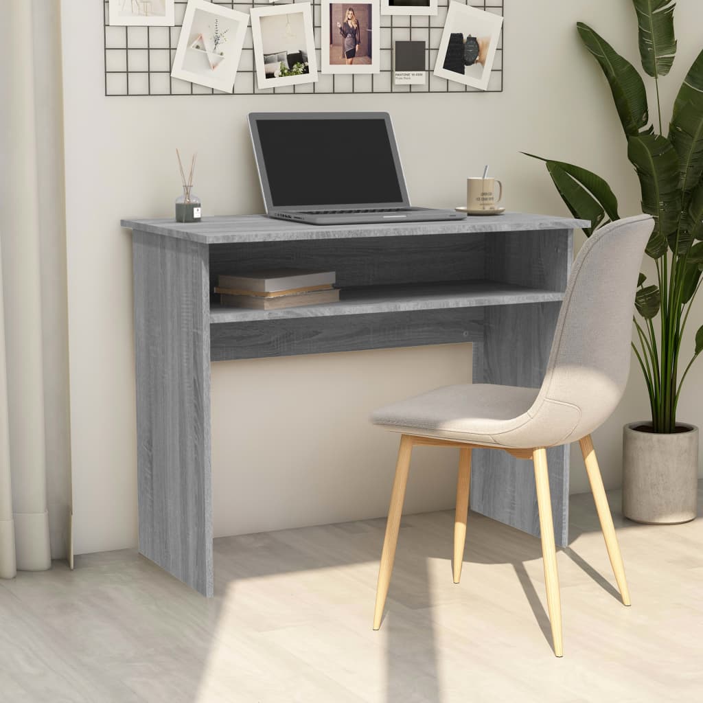vidaXL Escritorio de madera contrachapada gris Sonoma 90x50x74 cm