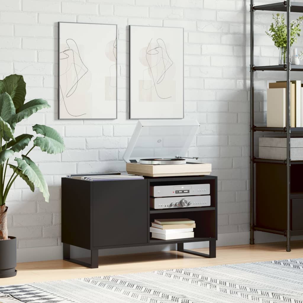 vidaXL Mueble de discos madera de ingeniería negro 85x38x48 cm