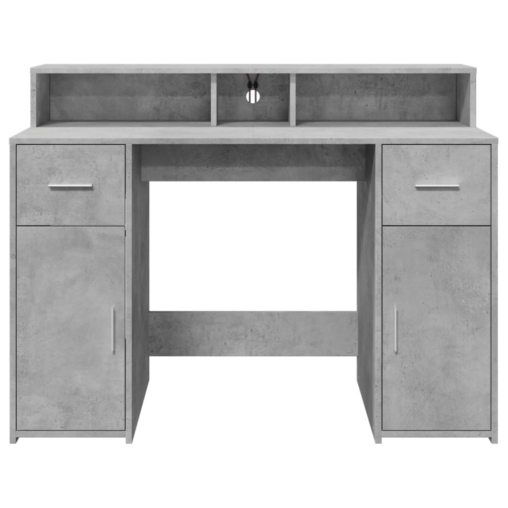 vidaXL Escritorio con LED madera ingeniería gris hormigón 120x55x91 cm - Image 6