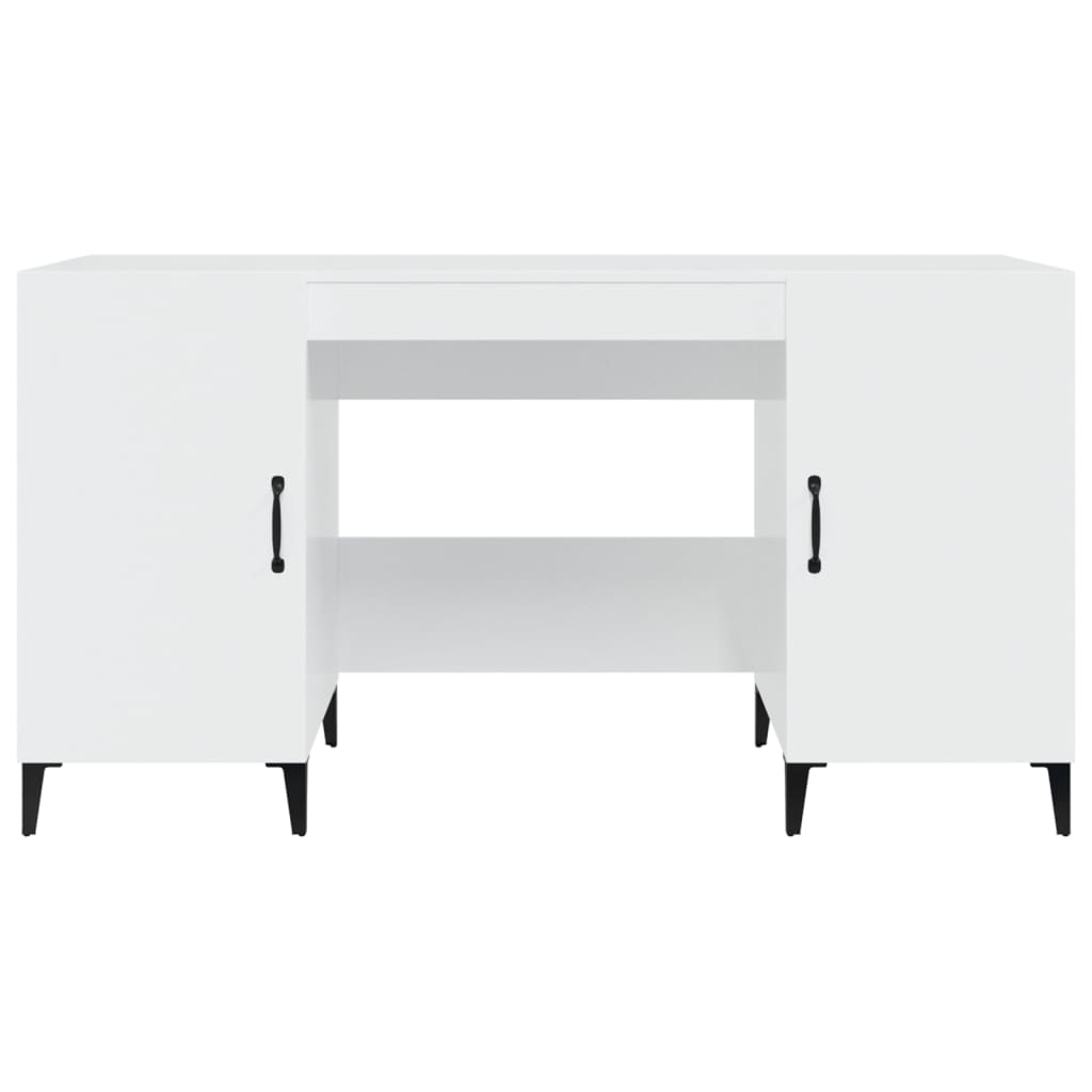 vidaXL Escritorio madera contrachapada blanco brillante 140x50x75 cm - Image 6