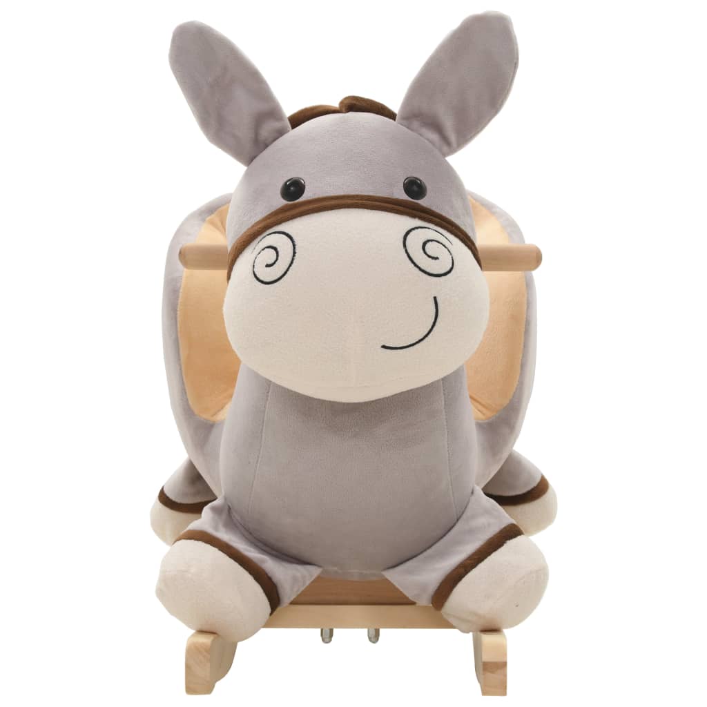 vidaXL Burro balancín de peluche con respaldo gris 60x32x55 cm - Image 3