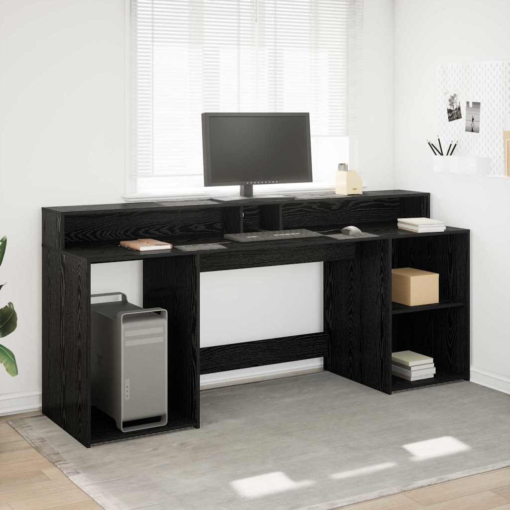 vidaXL Escritorio Roble negro 200 x 55 x 91 cm Madera contrachapada