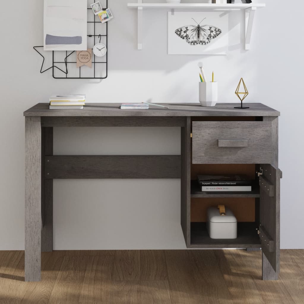 vidaXL Escritorio HAMAR madera maciza de pino gris claro 113x50x75 cm - Image 3