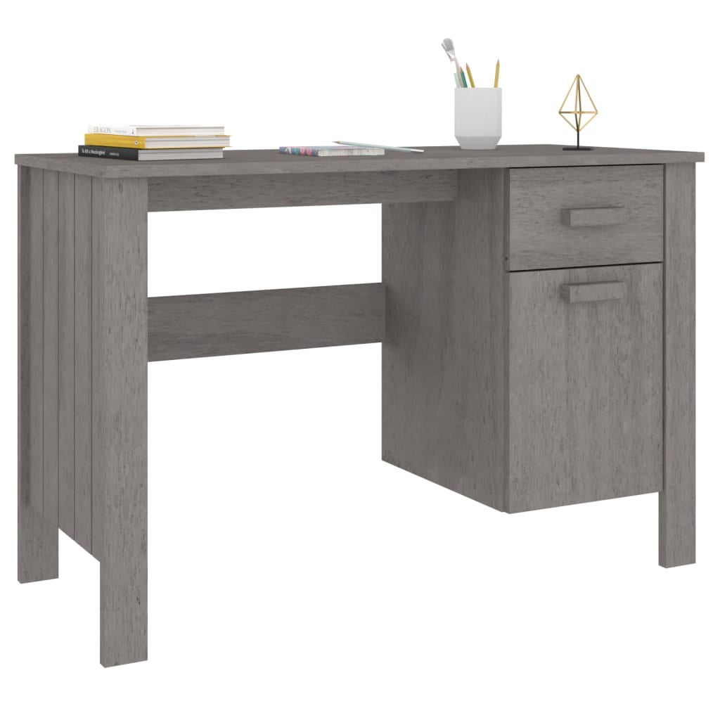 vidaXL Escritorio HAMAR madera maciza de pino gris claro 113x50x75 cm - Image 4