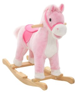 vidaXL Caballito balancín de peluche rosa 65x32x58 cm