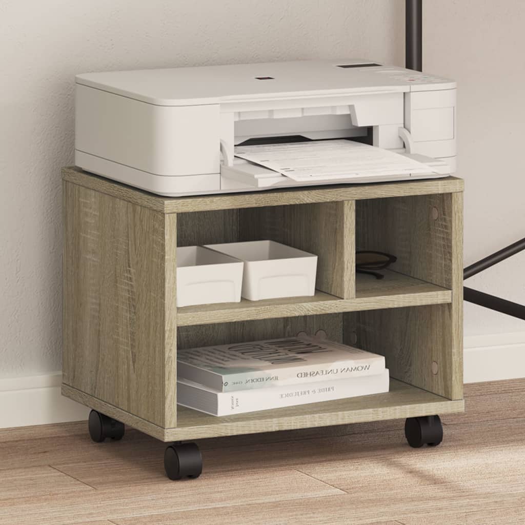 vidaXL Soporte para impresora con ruedas roble Sonoma 41x32x34,5 cm