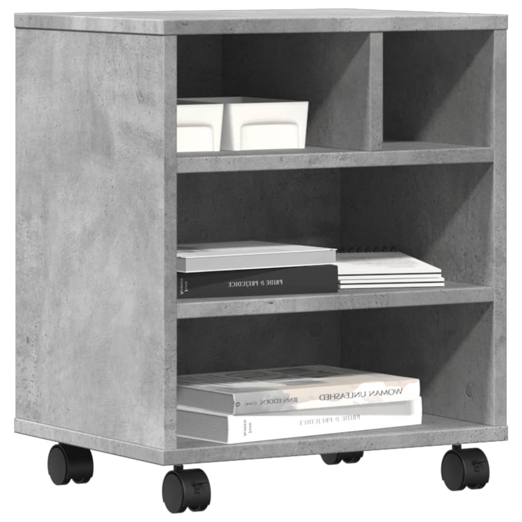 vidaXL Soporte para impresora con ruedas gris hormigón 41x32x48 cm - Image 4