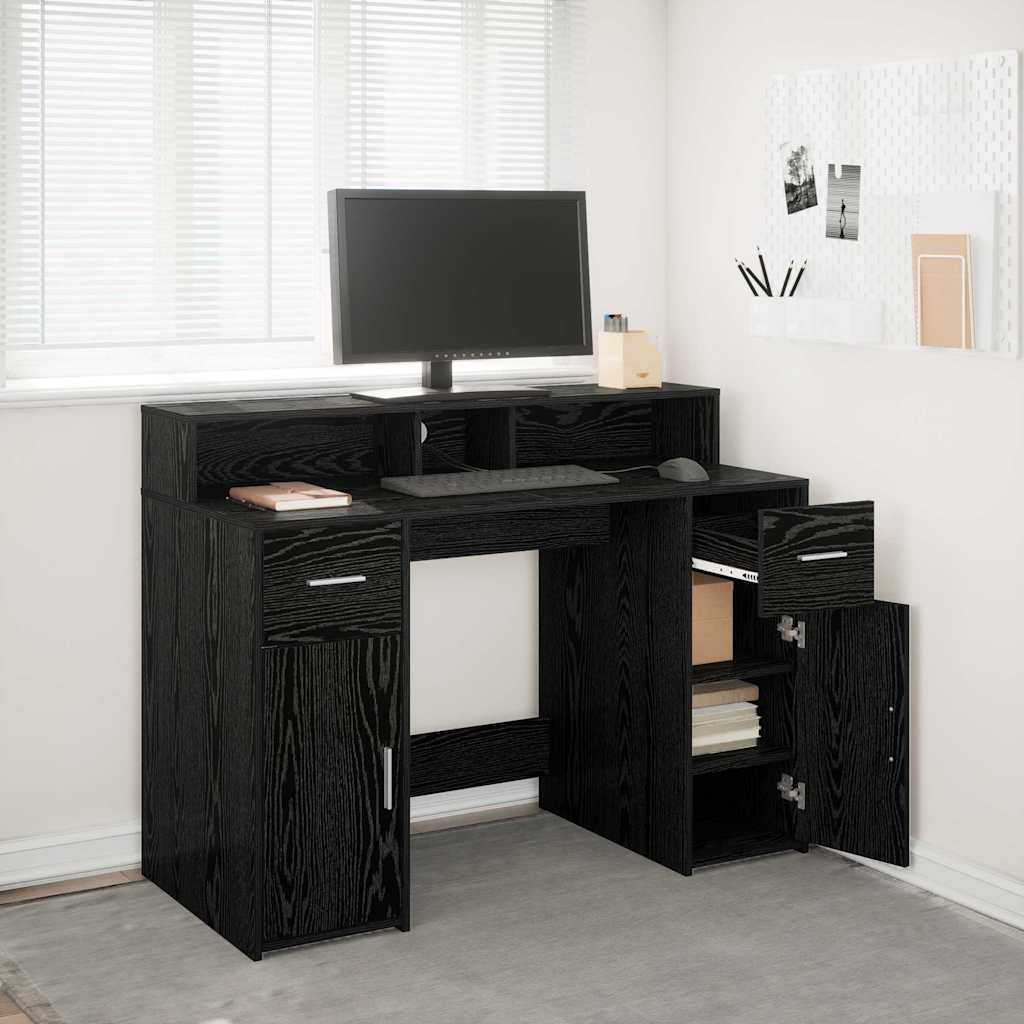 vidaXL Escritorio Roble negro 120 x 55 x 91 cm Madera contrachapada