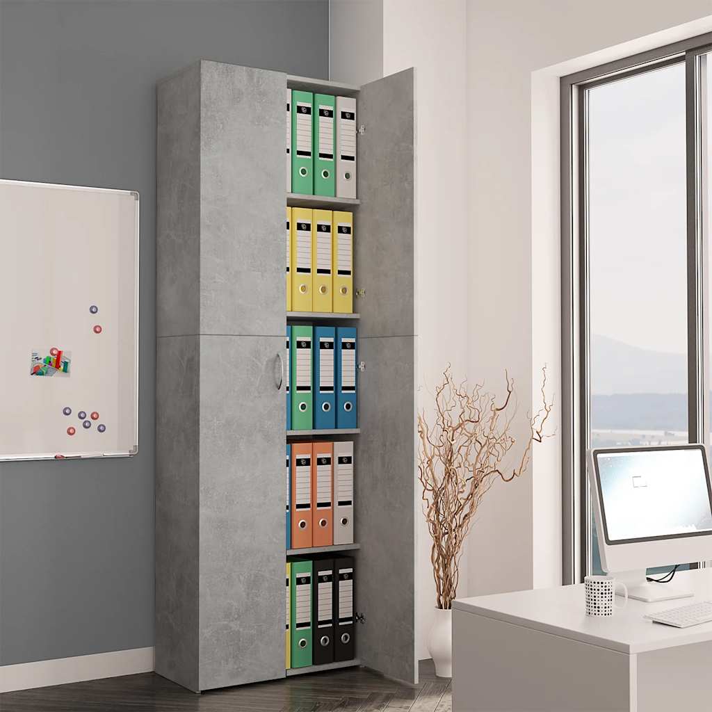 vidaXL Armario de oficina de contrachapado gris hormigón 60x32x190 cm