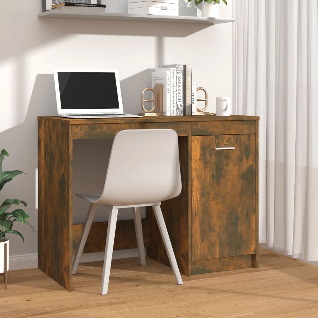 vidaXL Escritorio madera contrachapada roble ahumado 100x50x76 cm