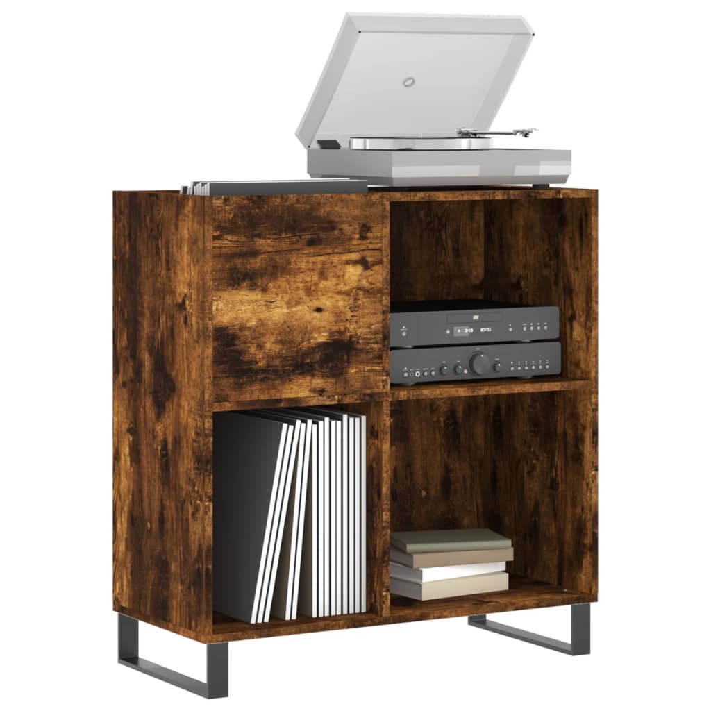 vidaXL Mueble discos madera contrachapada roble ahumado 84,5x38x89 cm - Image 3