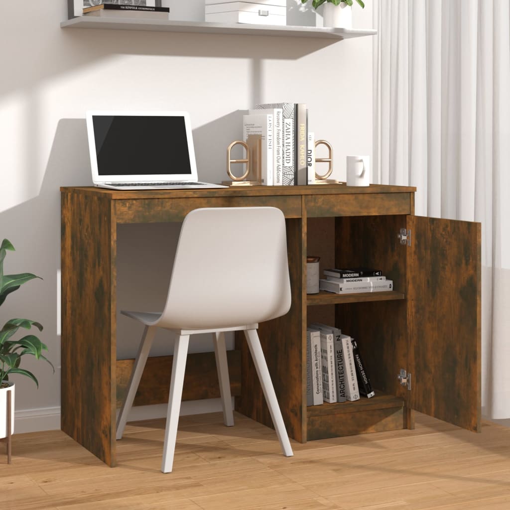 vidaXL Escritorio madera contrachapada roble ahumado 100x50x76 cm - Image 3