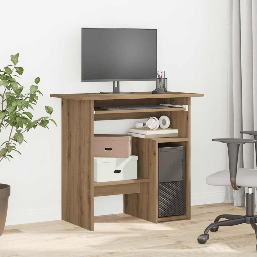 vidaXL Escritorio de madera de ingeniería roble artisan 80x45x74 cm