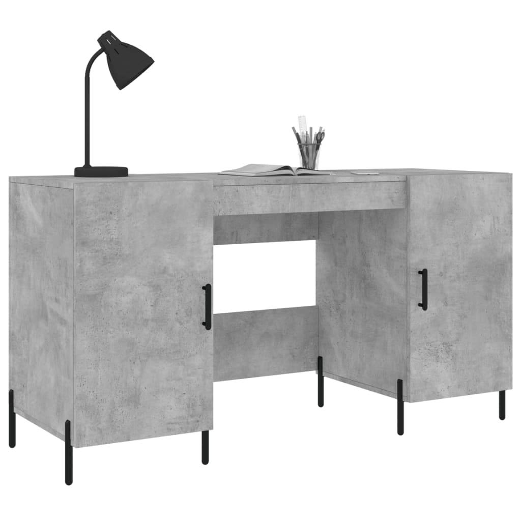 vidaXL Escritorio madera de ingeniería gris hormigón 140x50x75 cm - Image 3