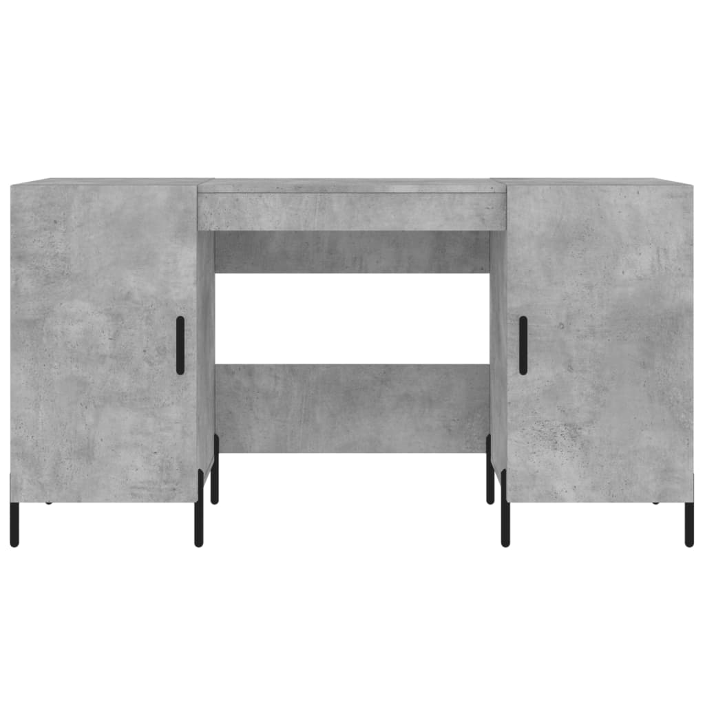 vidaXL Escritorio madera de ingeniería gris hormigón 140x50x75 cm - Image 6
