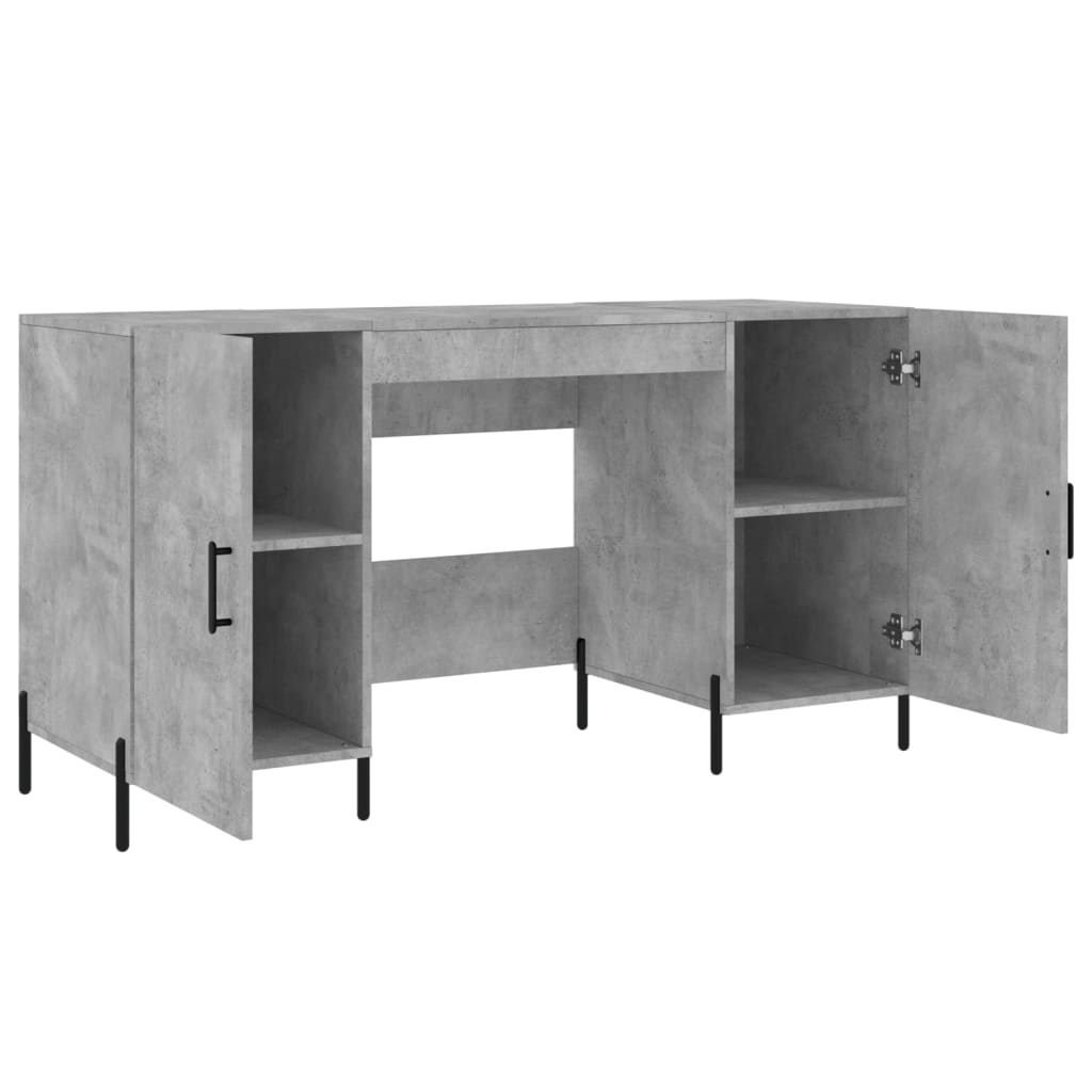 vidaXL Escritorio madera de ingeniería gris hormigón 140x50x75 cm - Image 5
