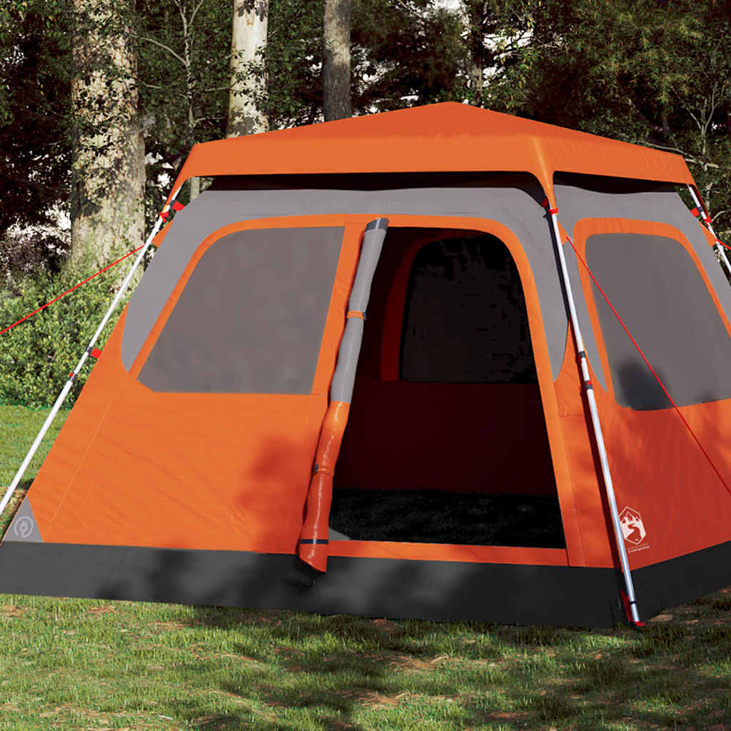 vidaXL Tienda de campaña iglú 6 personas apertura rápida gris/naranja