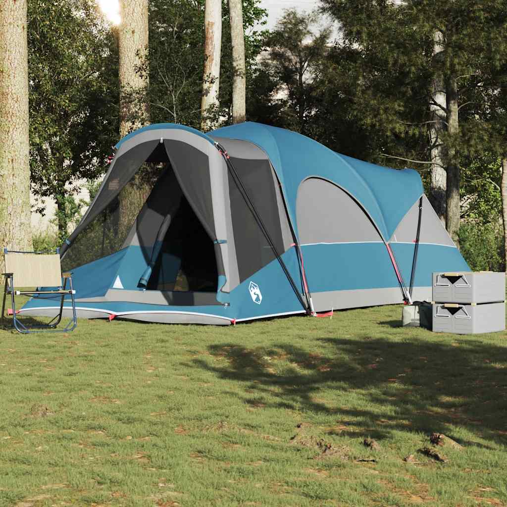 vidaXL Tienda de campaña familiar túnel 8 personas impermeable azul