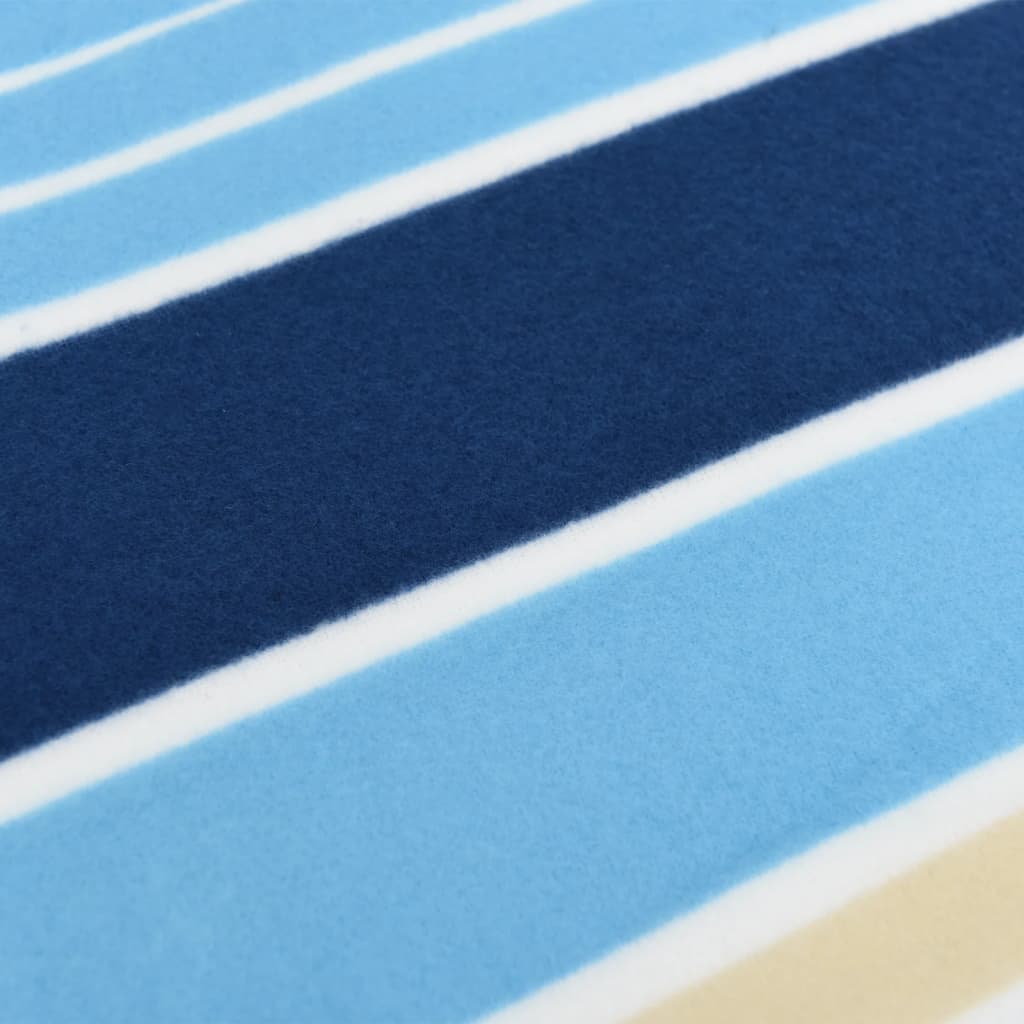 vidaXL Manta de picnic plegable terciopelo rayas azul blanco 200x200cm - Image 5
