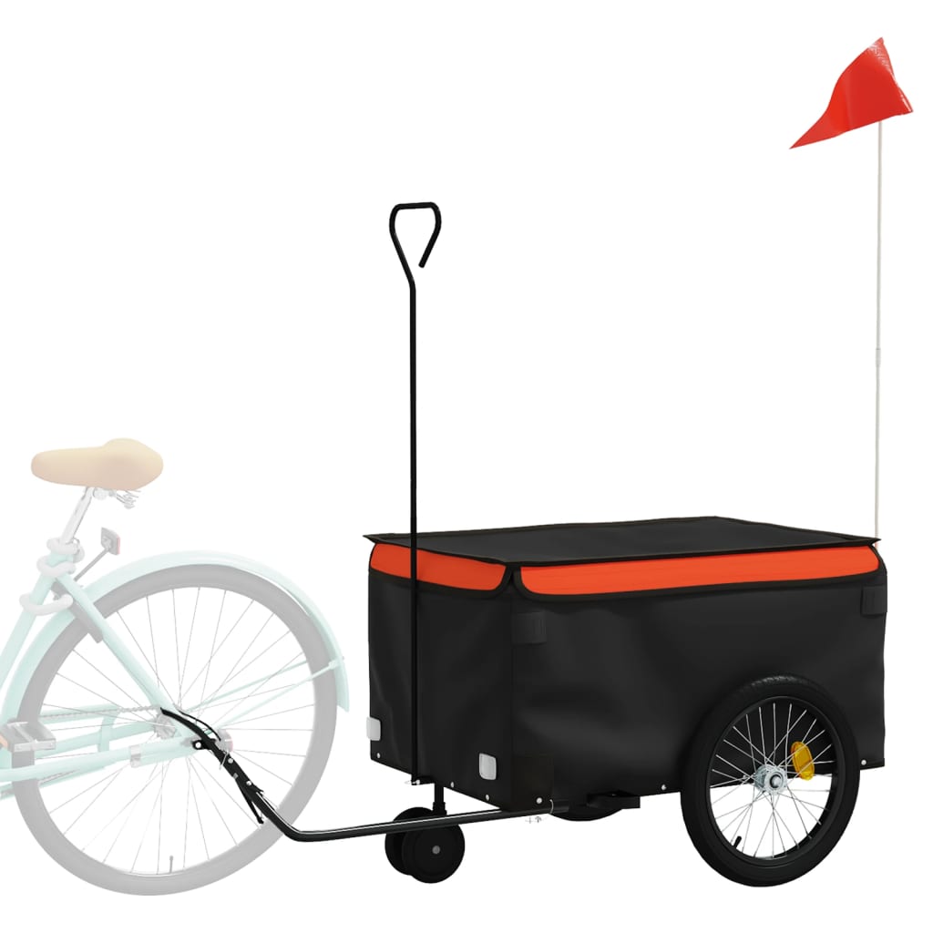 vidaXL Remolque para bicicleta hierro negro y naranja 30 kg - Image 3
