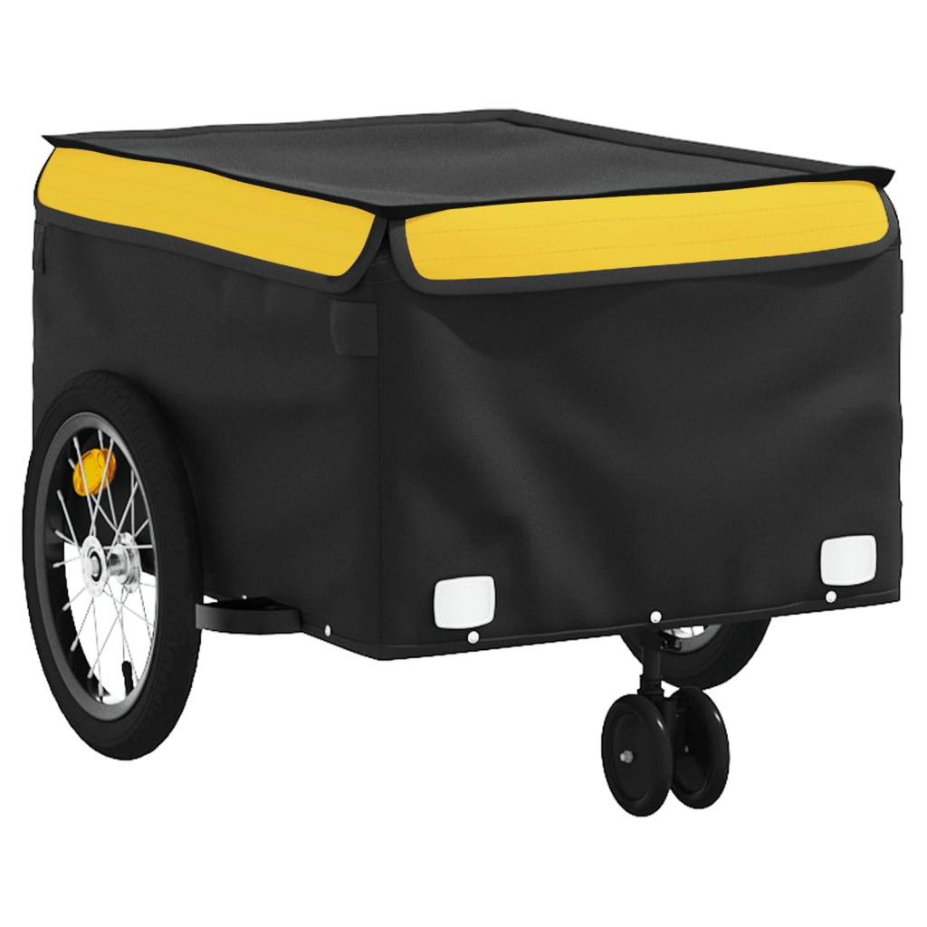 vidaXL Remolque para bicicleta hierro negro y amarillo 45 kg - Image 4