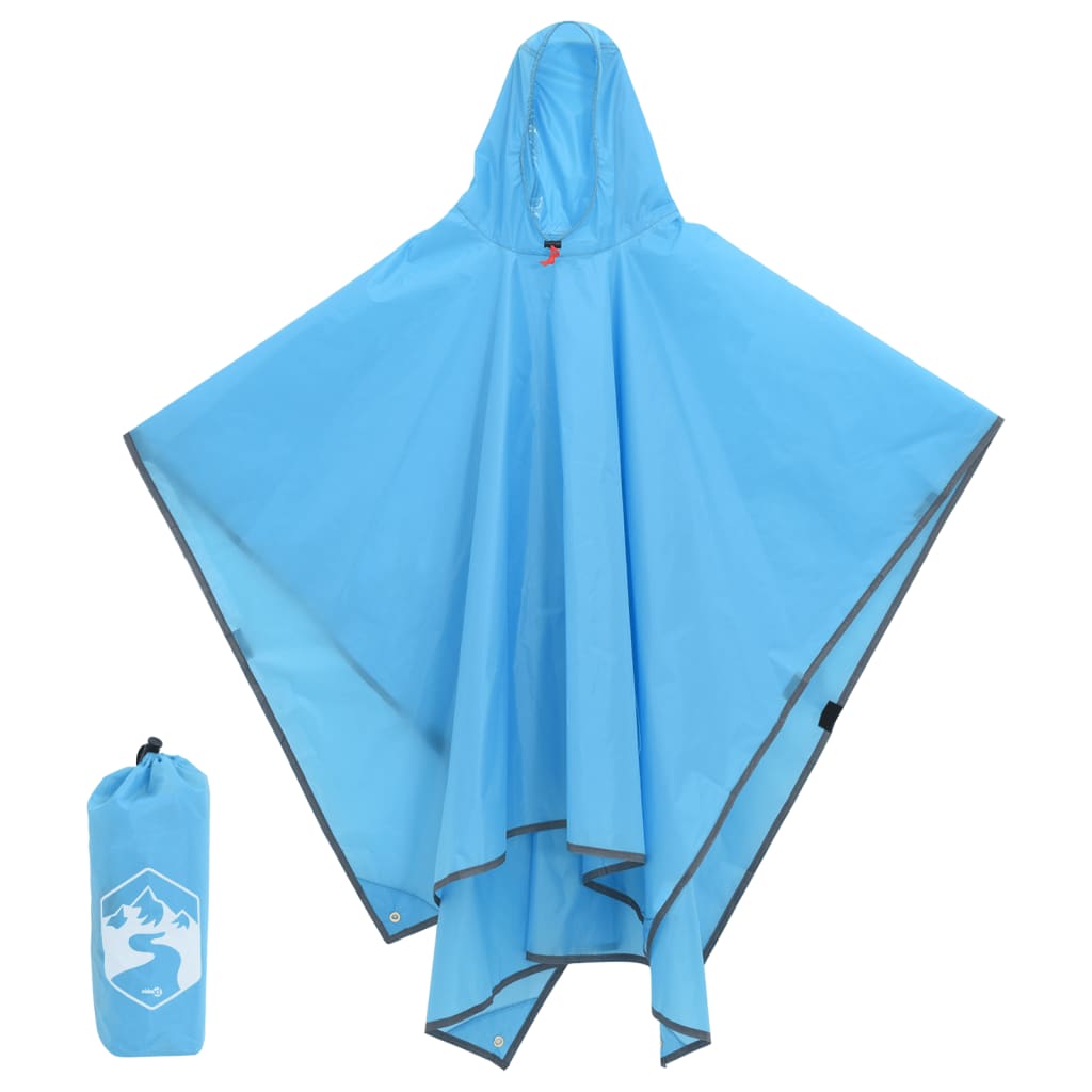 vidaXL Poncho de lluvia con capucha diseño 2 en 1 azul 223x145 cm