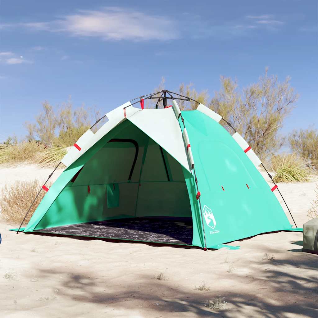 vidaXL Tienda de playa 3 personas impermeable apertura rápida verde
