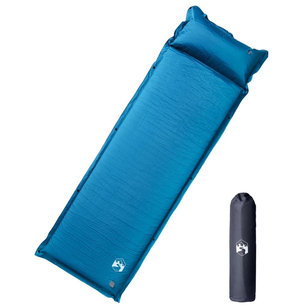 vidaXL Colchón de camping autoinflable con almohada 1 persona turquesa
