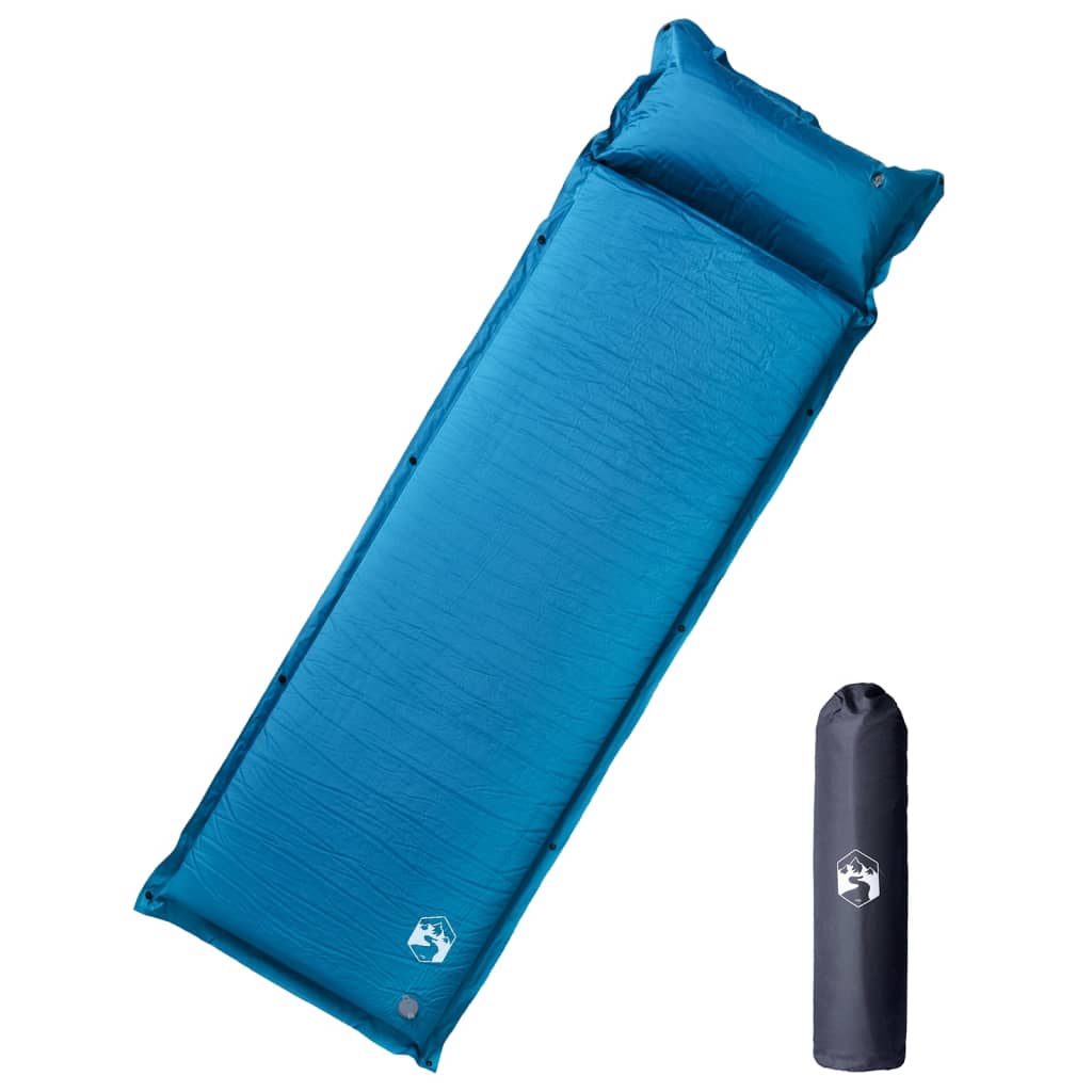 vidaXL Colchón de camping autoinflable con almohada 1 persona turquesa