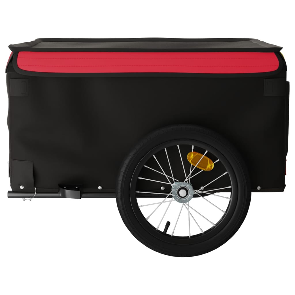 vidaXL Remolque para bicicleta hierro negro y rojo 45 kg - Image 6