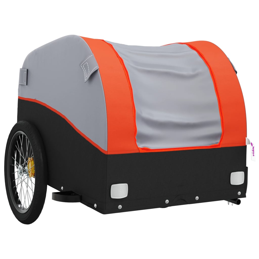 vidaXL Remolque para bicicleta hierro negro y naranja 45 kg - Image 4