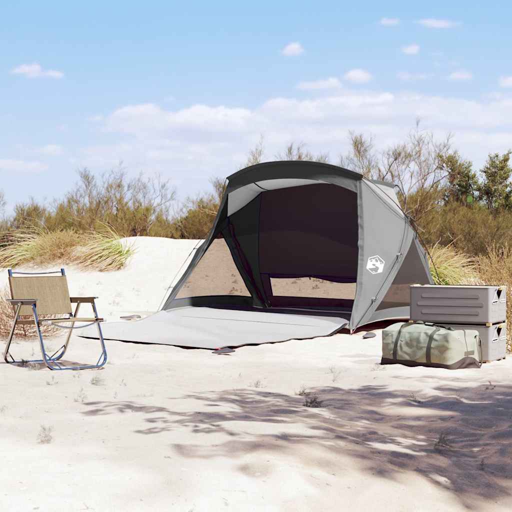 vidaXL Tienda de playa para 2 personas impermeable gris